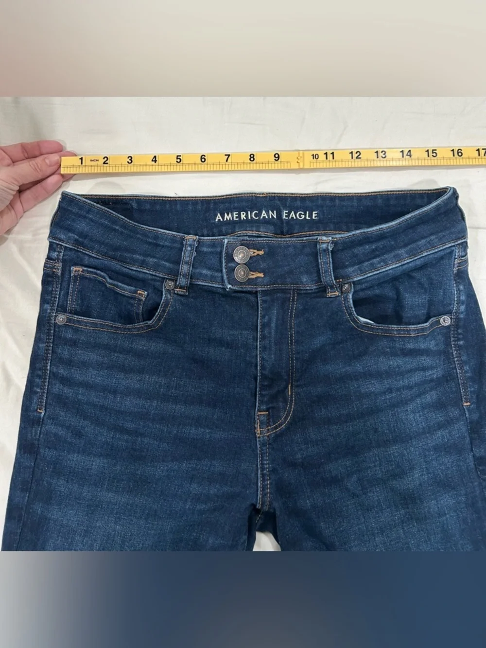 American Eagle Next Level Stretch Jeans Women’s Size 12 Dark Wash Flare Bootcut - Picture 5 of 7